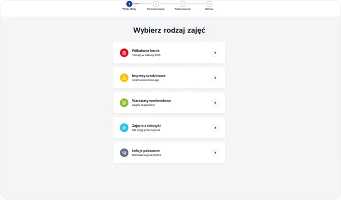 System zapisów na różne typy zajęć dla dzieci